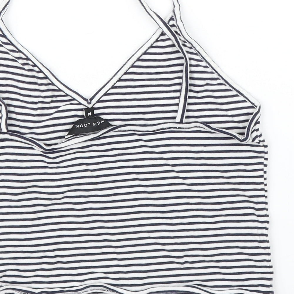 New Look Womens White Striped Camisole Blouse Size 14