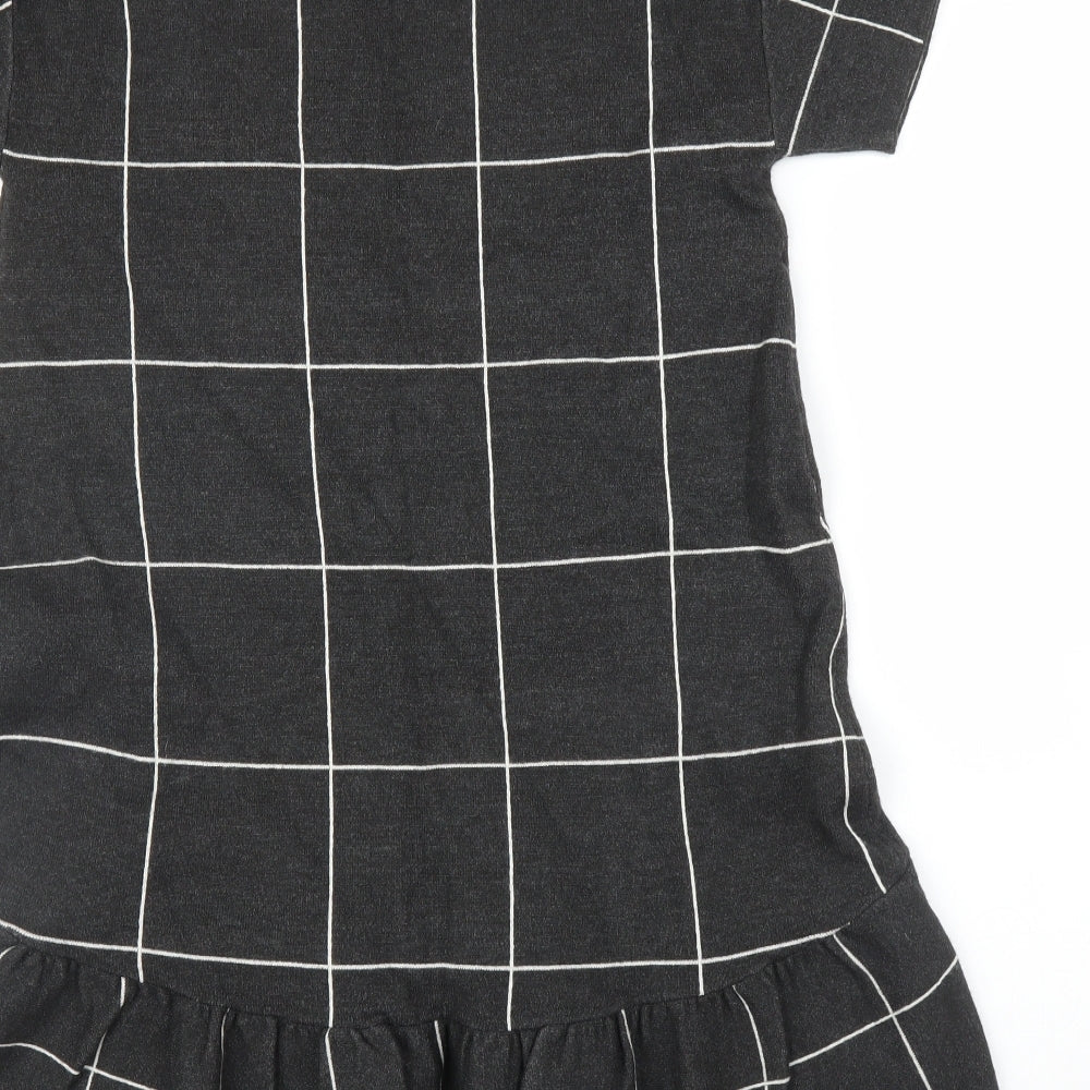 Fancy Collection Womens Grey Check A-Line Size L