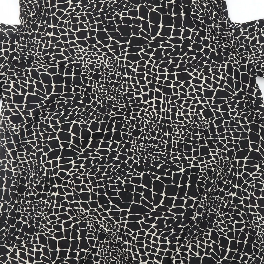 Capsule Womens Black Animal Print Basic Blouse Size 12 - Giraffe print