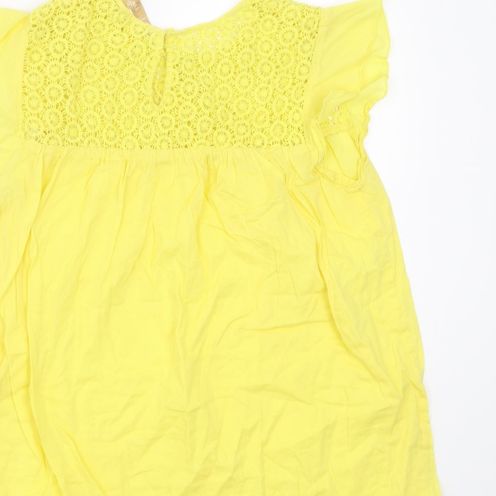 Zara Womens Yellow Basic Blouse Size S - crochet detail