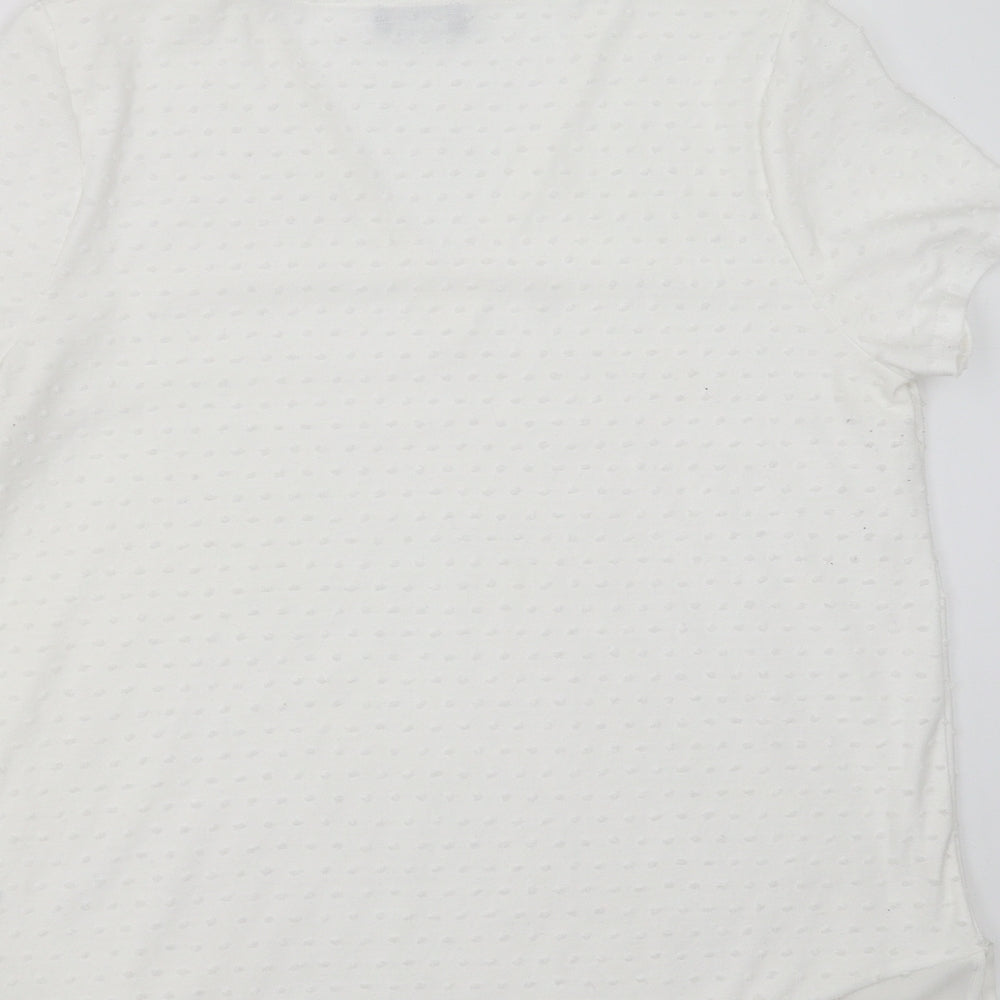 Papaya Womens White Basic Blouse Size 14 - dotted pattern