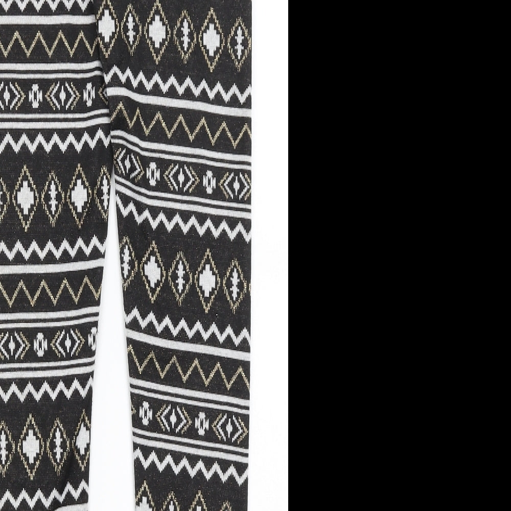 Terranova Womens Black Geometric Capri Leggings Size S L29 in