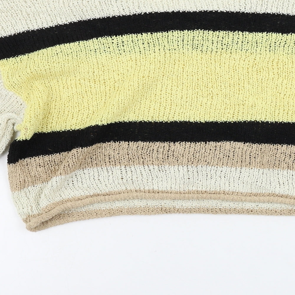 H&M Womens Beige Striped Pullover Jumper Size S