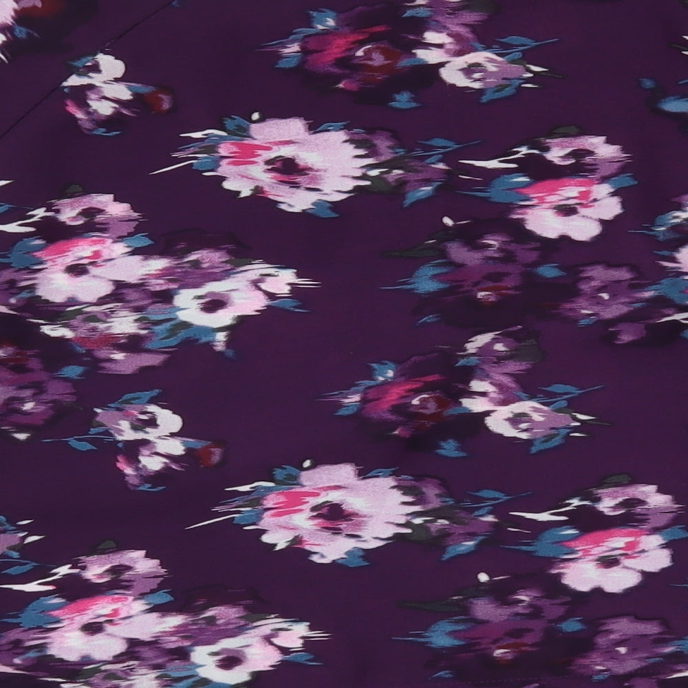 New Look Womens Purple Floral Cropped Blouse Size 14