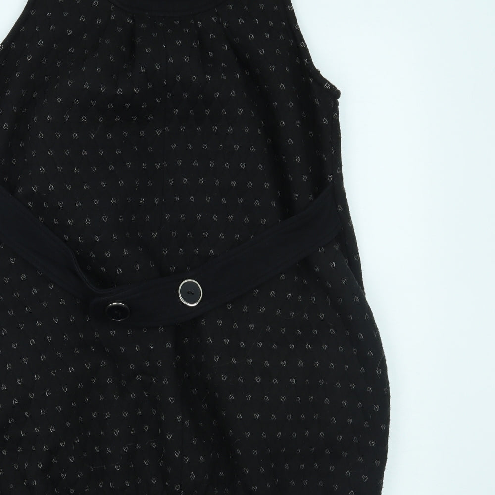 Yumi Womens Black Polka Dot Shift Size S