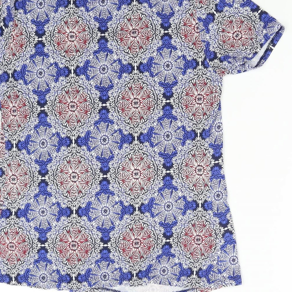 Marks & Spencer Womens Blue Geometric Basic T-Shirt Size 8