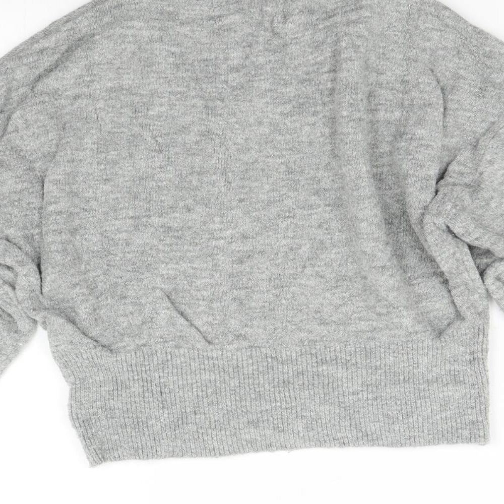 H&M Girls Grey Knit Pullover Jumper Size XS