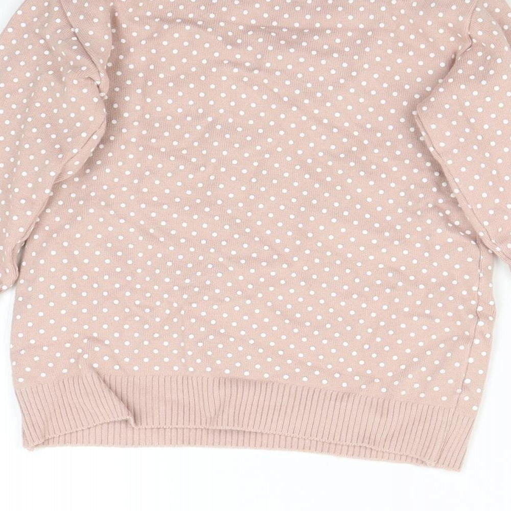 Maria Chaves Girls Pink Polka Dot Knit Pullover Jumper Size M