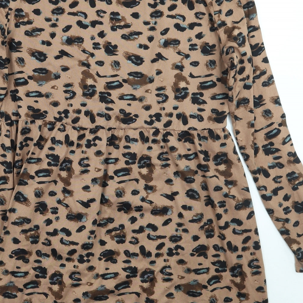 Pep&co Womens Brown Animal Print A-Line Size 10