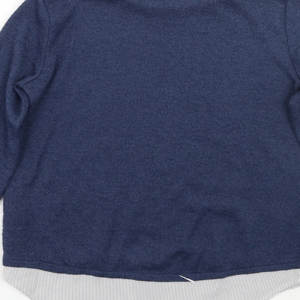 H&M Girls Blue Striped Pullover Jumper Size 9 Years