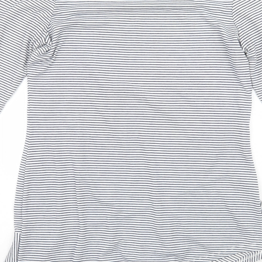 TU Womens White Striped Basic T-Shirt Size 8