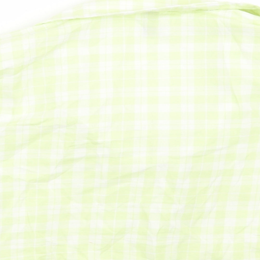 H&M Womens Green Check Cropped Button-Up Size S