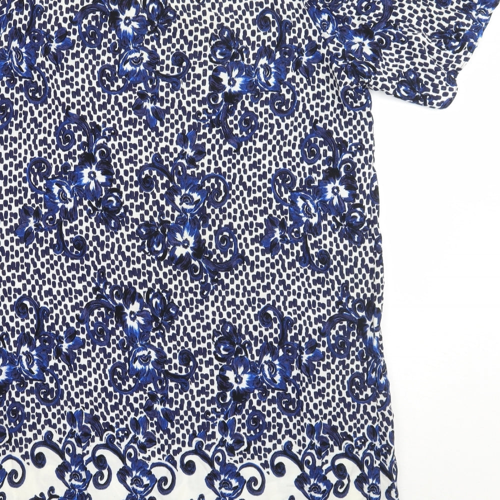 Papaya Womens Blue Floral A-Line Size 12