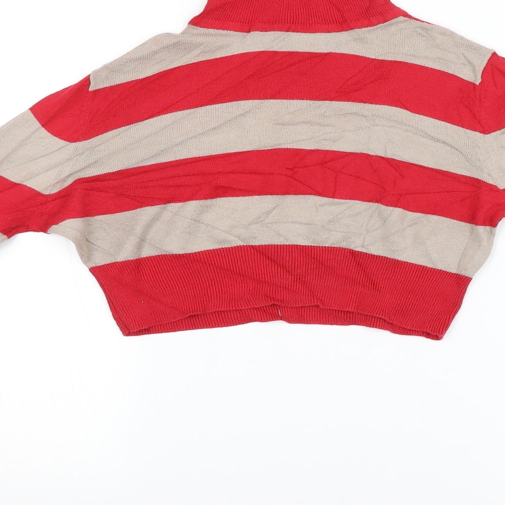 Miss Selfridge Womens Red Striped Pullover Jumper Size 10