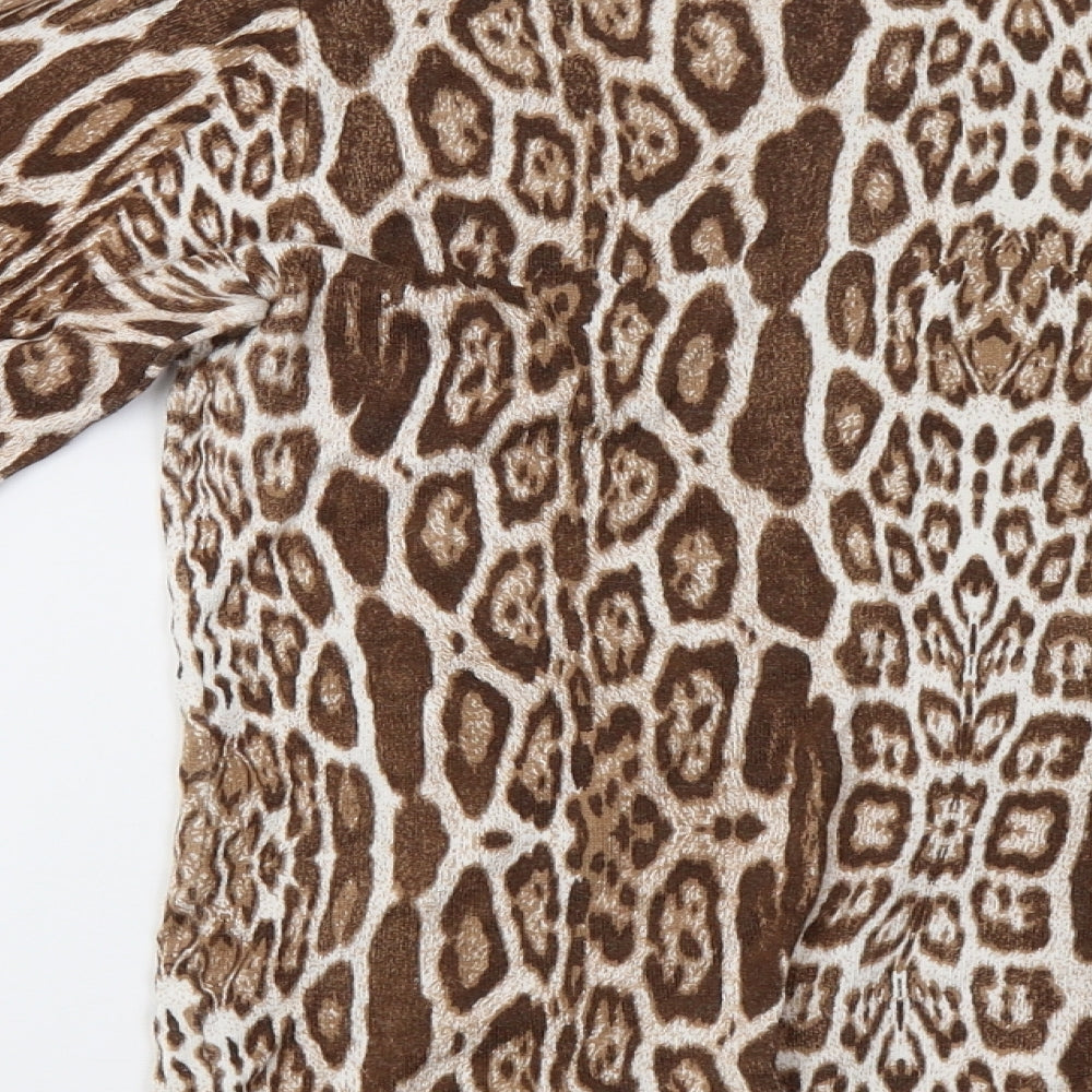 Klass Womens Brown Animal Print Pullover Jumper Size M