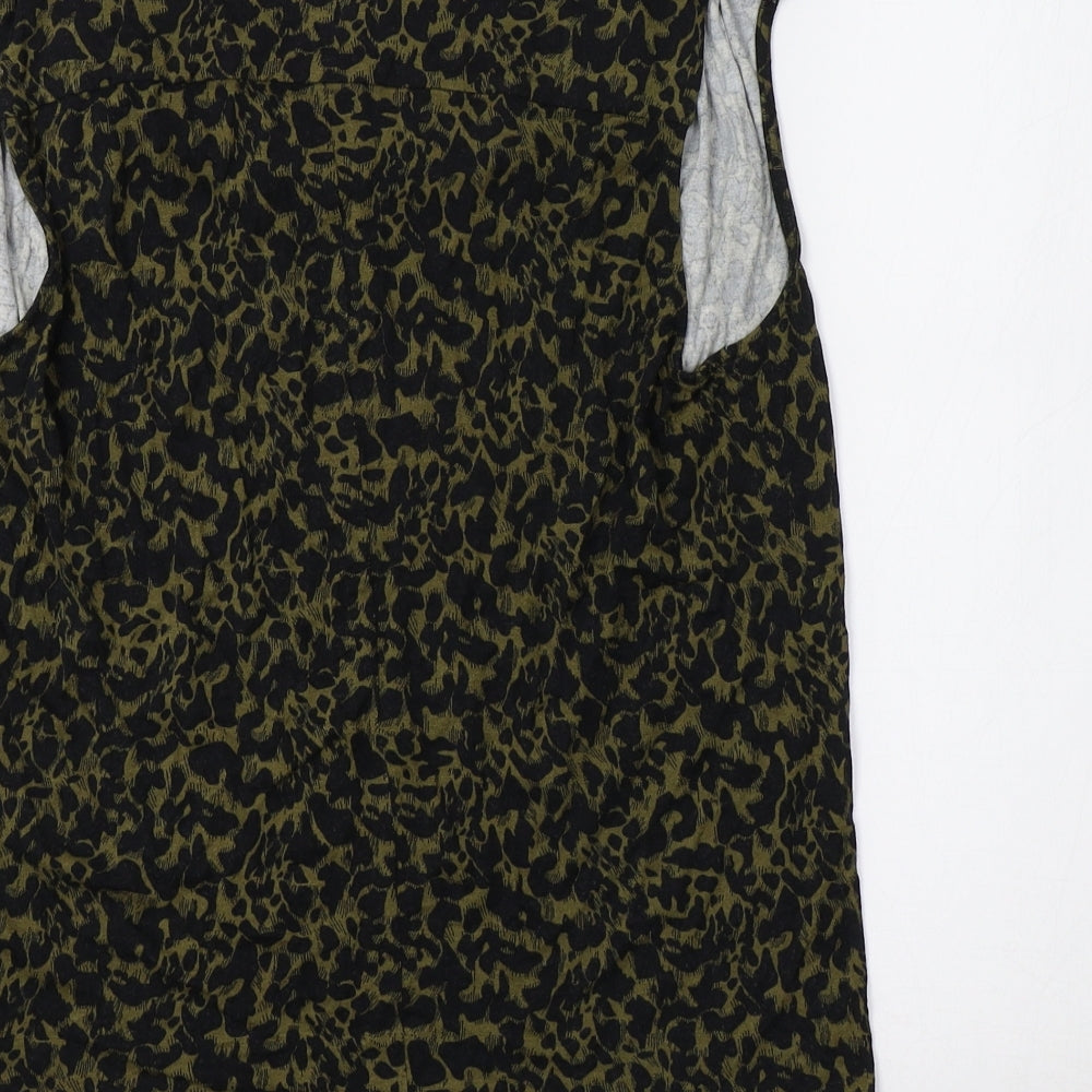 Warehouse Womens Green Animal Print Basic Tank Size 14
