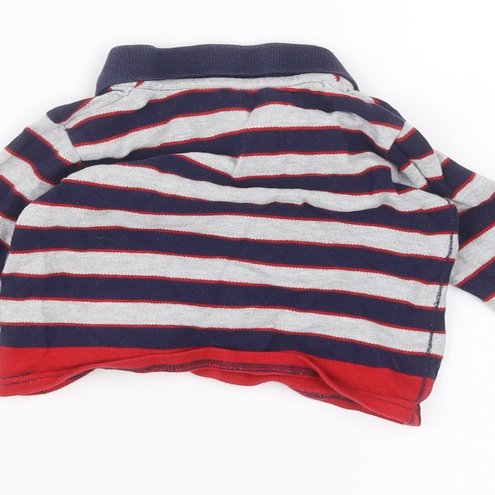 George Baby Grey Striped Basic Polo Size 3-6 Months
