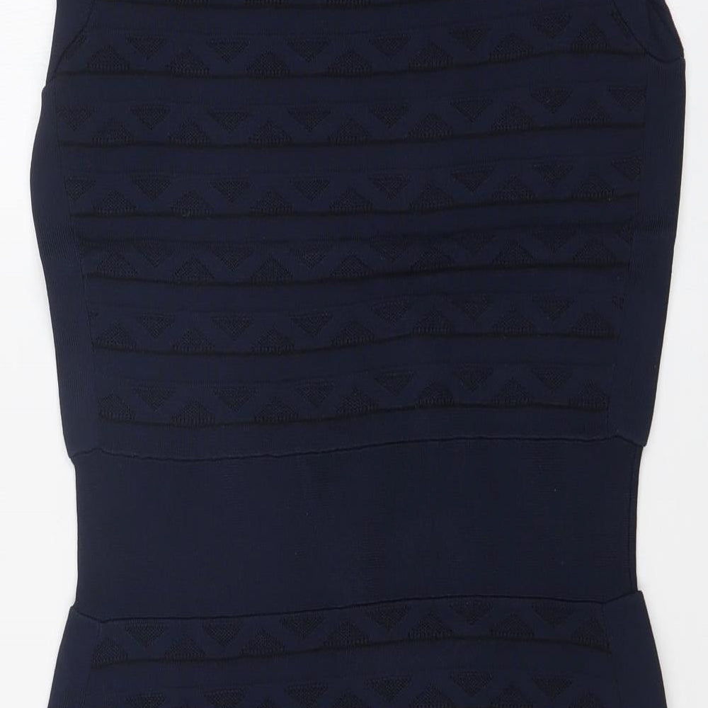 French Connection Womens Blue Argyle/Diamond Bodycon Size 12