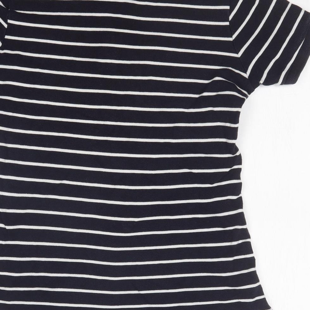 H&M Womens Blue Striped Basic Polo Size S