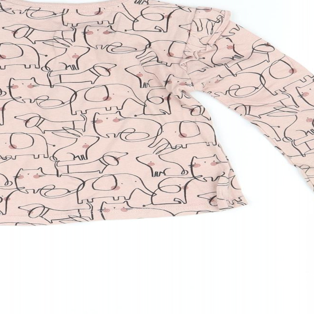 TU Baby Pink Animal Print Basic T-Shirt Size 12-18 Months