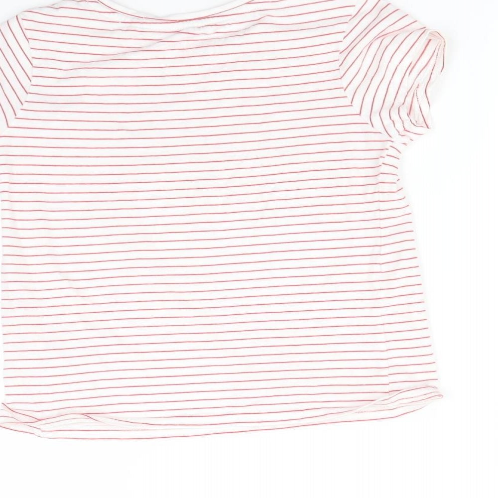 NEXT Girls Red Striped Basic T-Shirt Size 8 Years