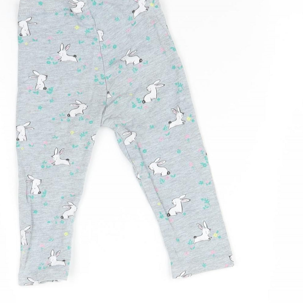 Primark Baby Grey Leggings Size 9-12 Months - Rabbit print