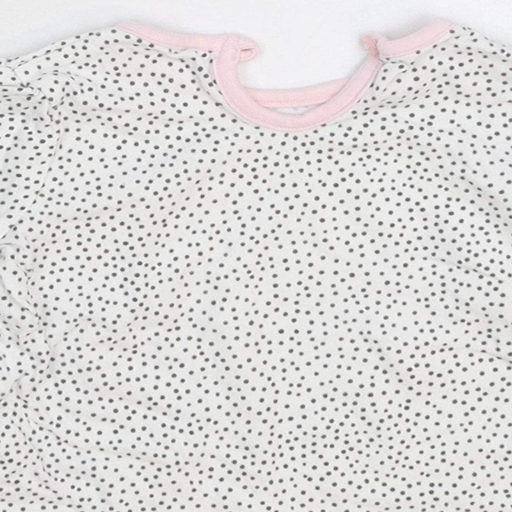 George Girls White Spotted Basic T-Shirt Size 3-6 Months