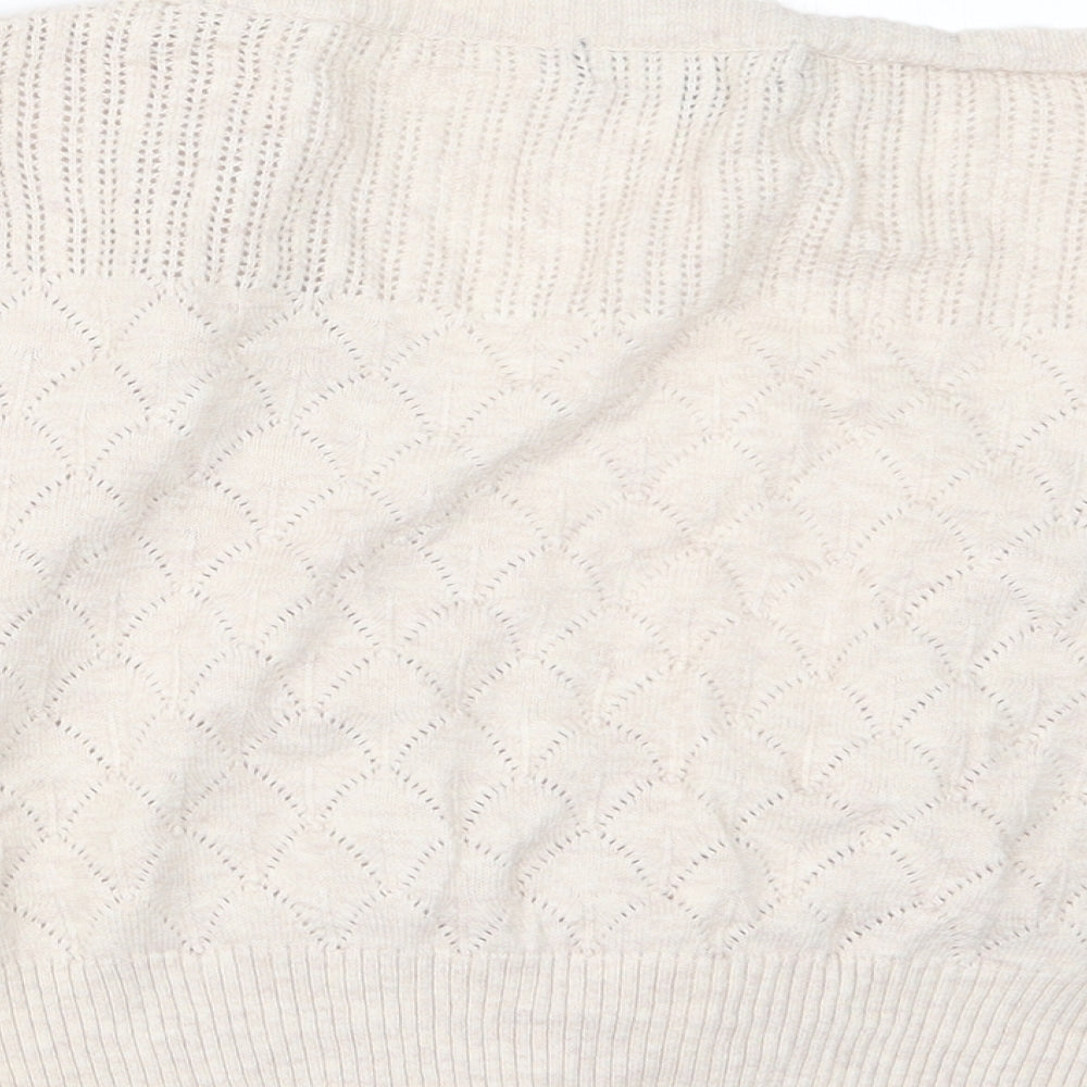 E-vie Womens Beige Knit Cardigan Jumper Size 14