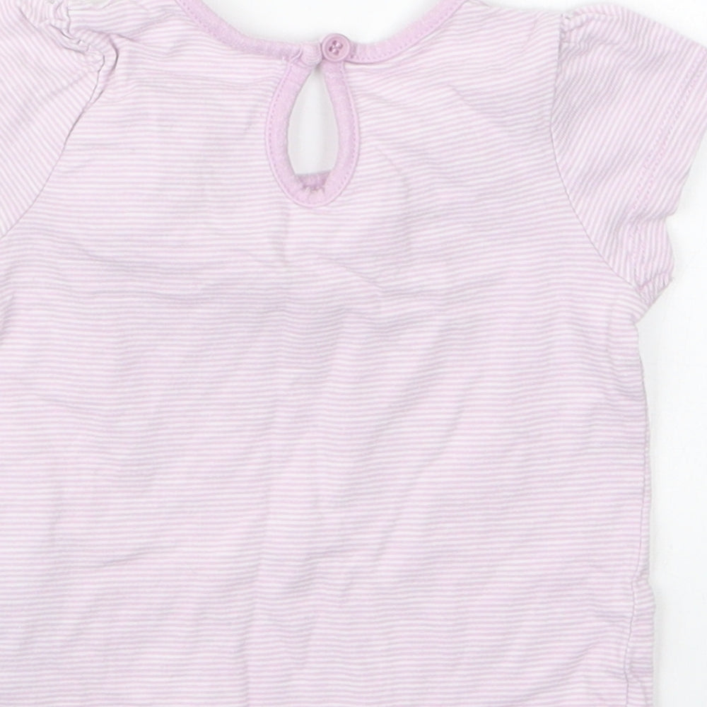 Matalan Girls Purple Striped Basic T-Shirt Size 3-6 Months