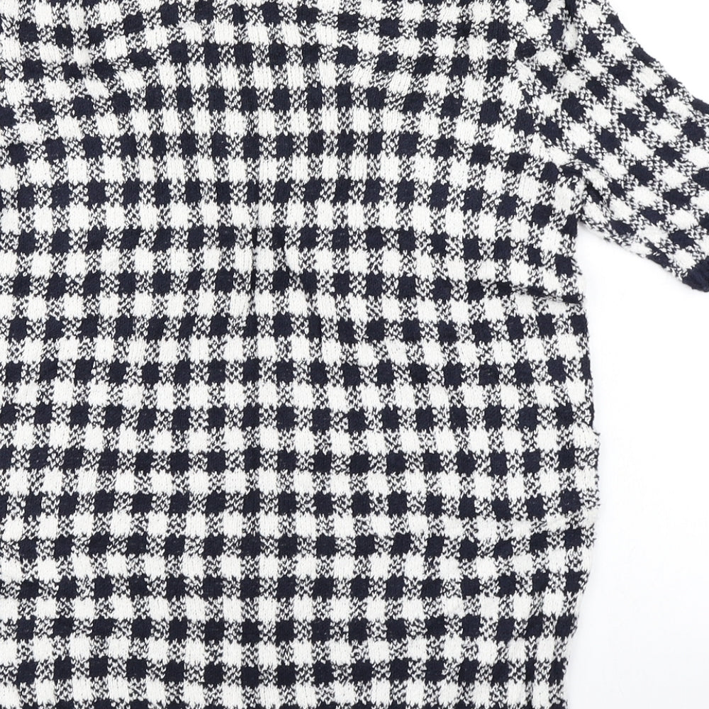M&S collection Womens Blue Check Knit Pullover Jumper Size 10
