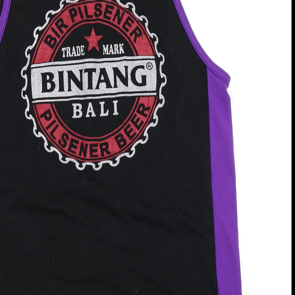 Pilsen Beer Womens Black Colourblock Basic Tank Size S