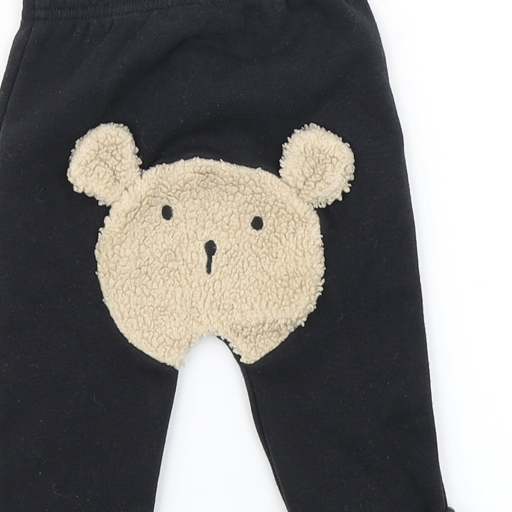 Nutmeg Boys Black Jogger Trousers Size 3-6 Months - Bear