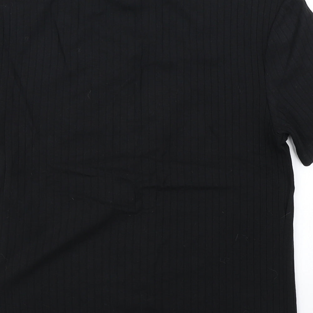 Miss Selfridge Womens Black Cropped T-Shirt Size 6