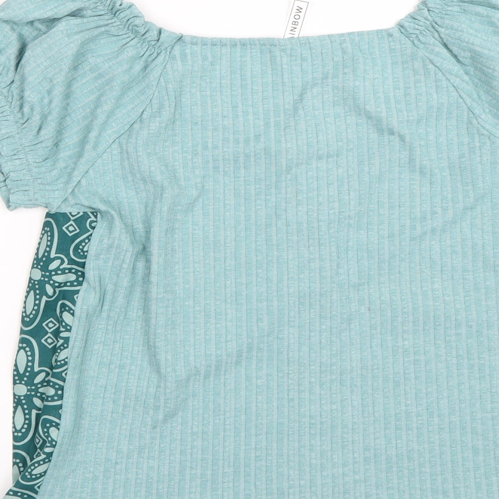 Rainbow Womens Blue Floral Basic T-Shirt Size M