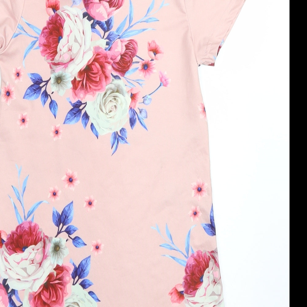 Shien Womens Pink Floral Basic T-Shirt Size 6