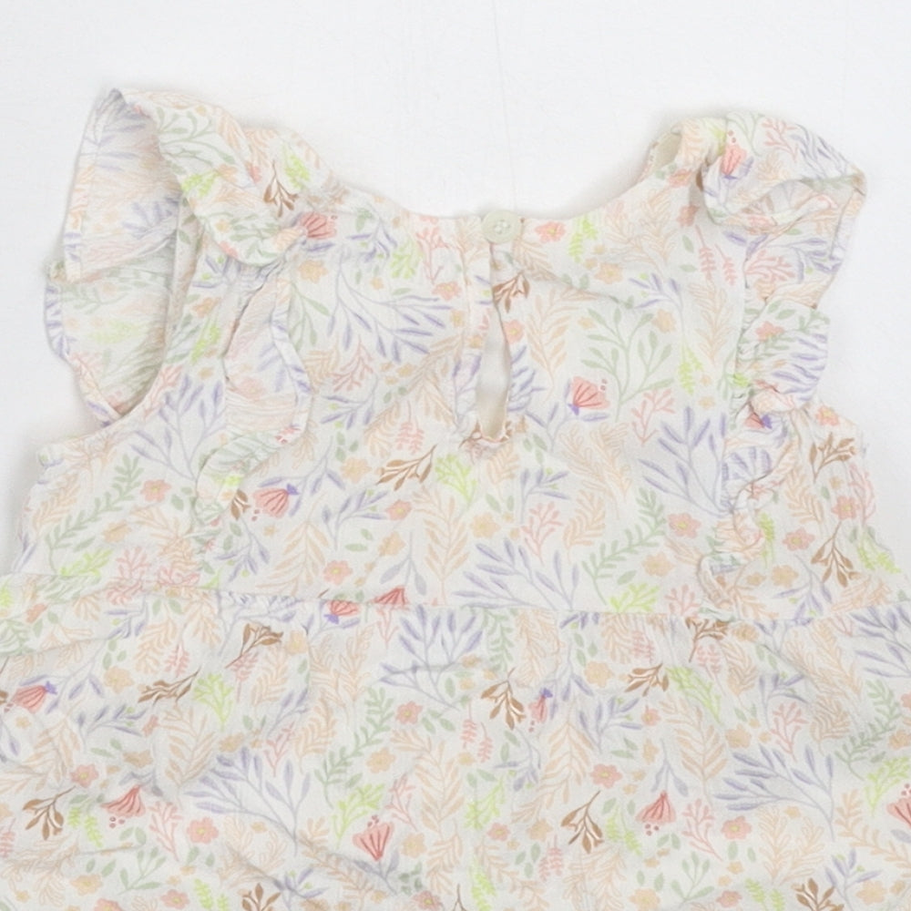 Nutmeg Girls White Floral Basic T-Shirt Size 6-9 Months