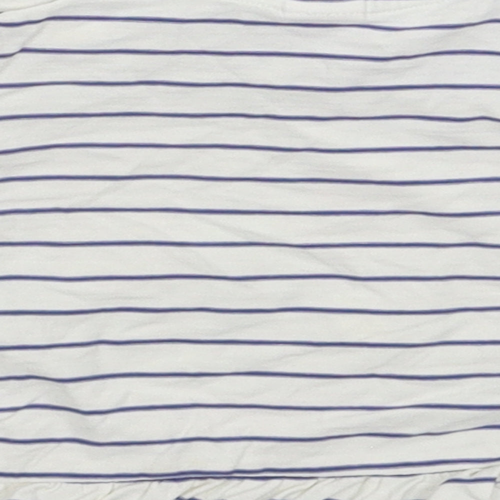 Mini Club Girls White Striped Basic T-Shirt Size 9-12 Months