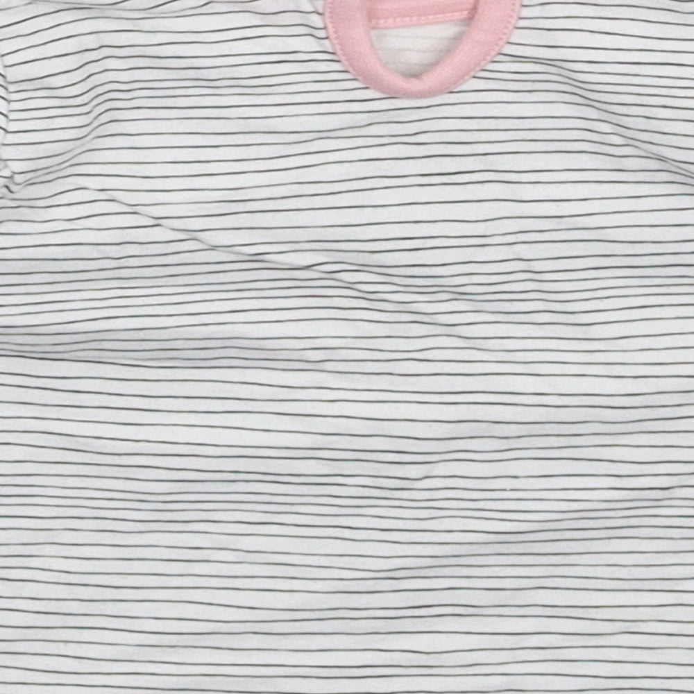 George Girls White Striped Basic T-Shirt Size 3-6 Months
