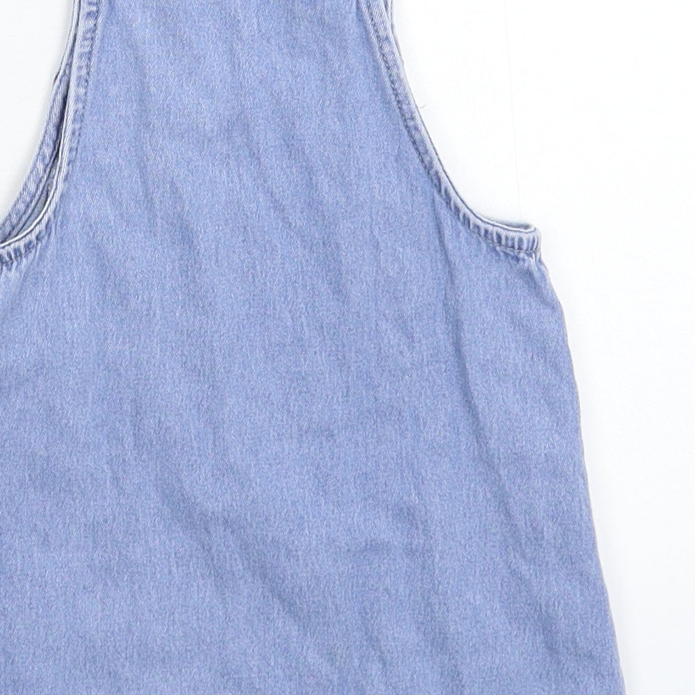 George Girls Blue Floral Denim Pinafore/Dungaree Dress Size 12 Months