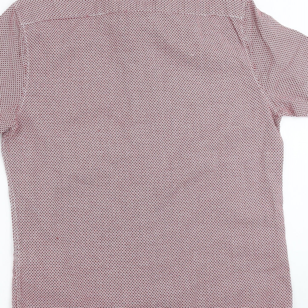 NEXT Mens Red Geometric Button-Up Size S - burgundy
