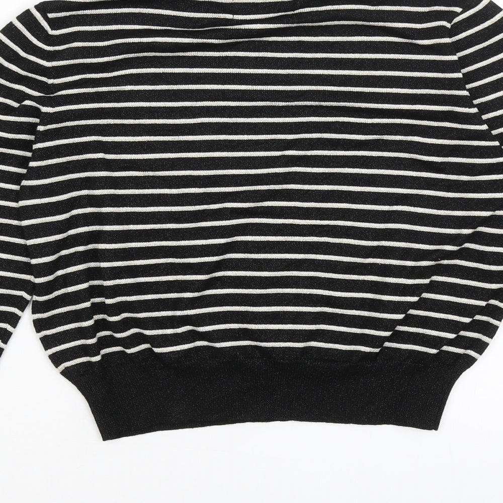 Absolutely Womens Black Striped Basic T-Shirt Size S