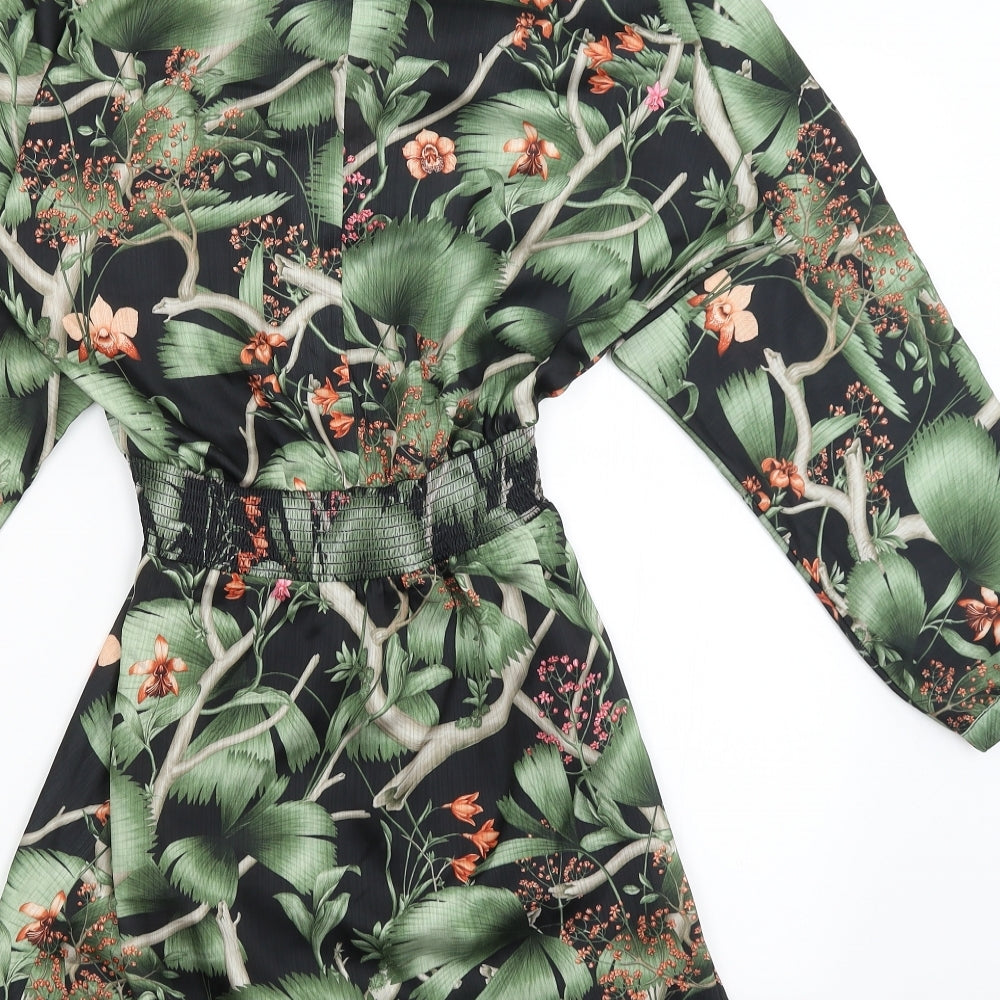 H&M Womens Black Floral Sheath Size XS