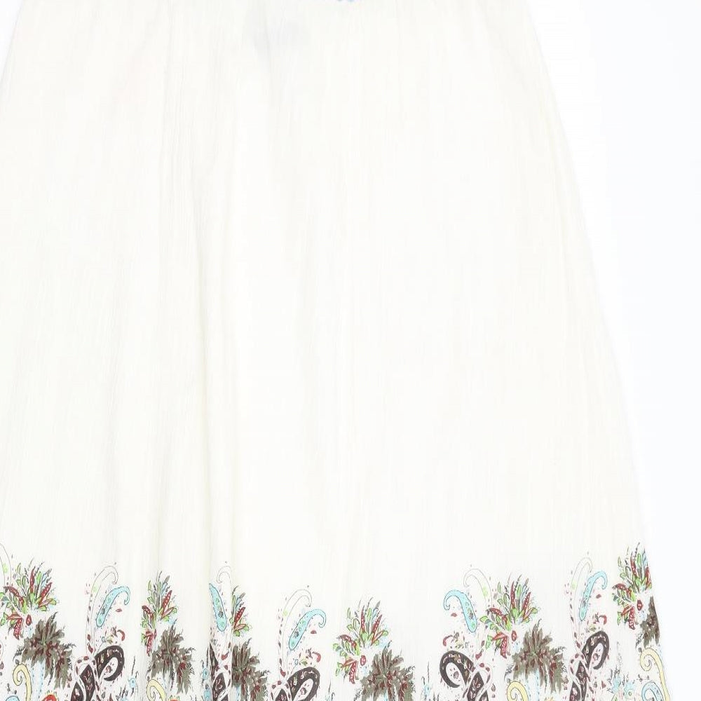 In Town Womens White Paisley A-Line Size 8