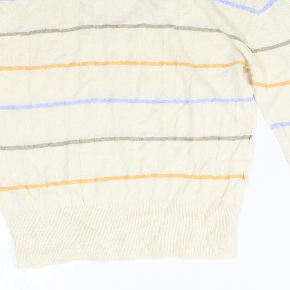 Marks & Spencer Womens Beige Striped Knit Pullover Jumper Size S