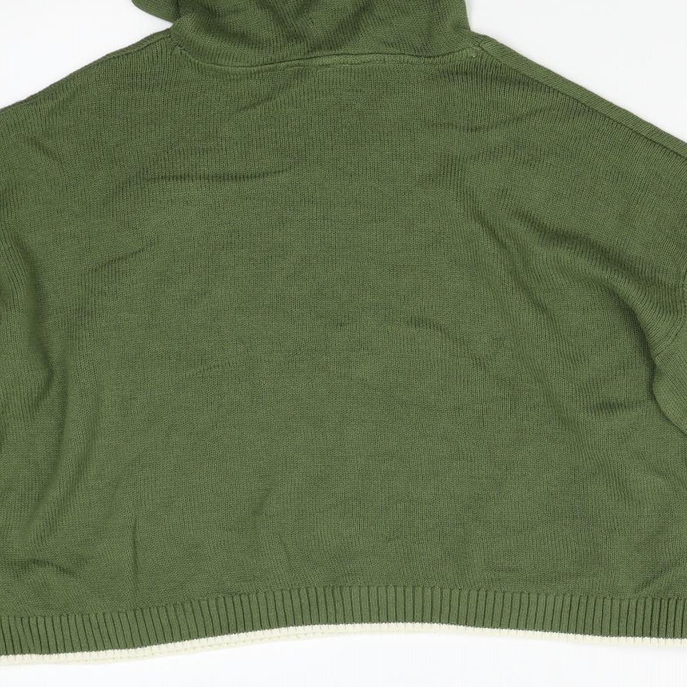 H&M Girls Green Knit Pullover Hoodie Size L