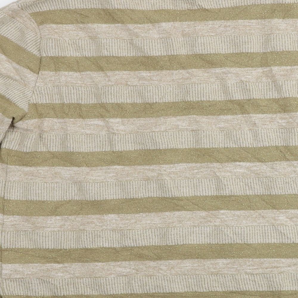 Marks & Spencer Womens Beige Striped Pullover Jumper Size 14