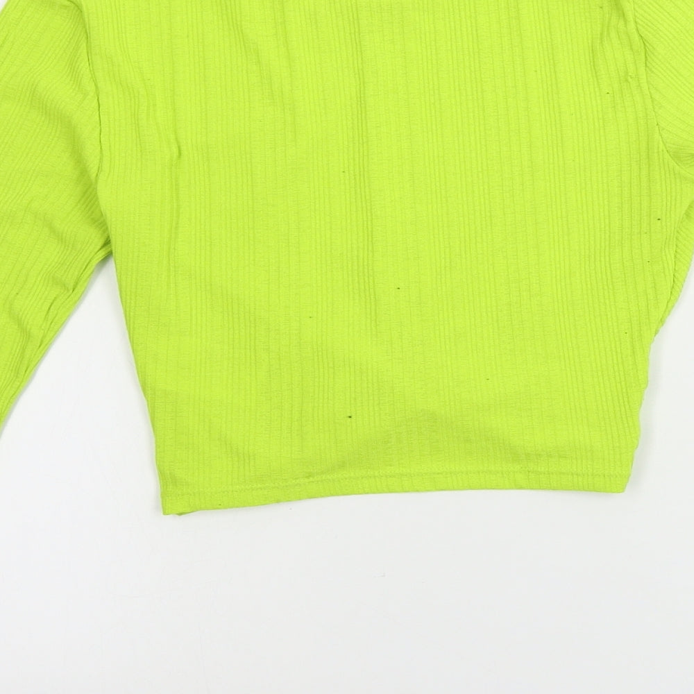 H&M Womens Green Cropped T-Shirt Size S
