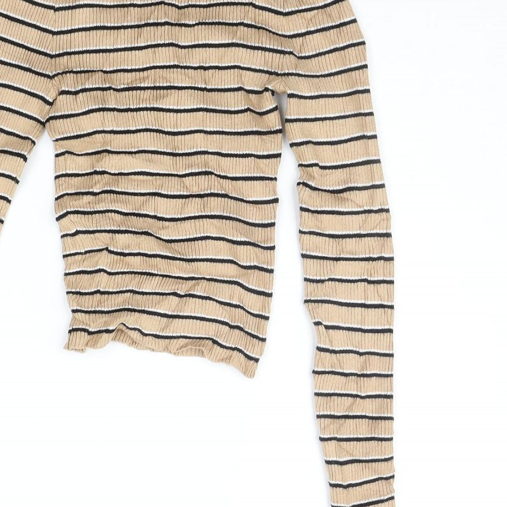 DIVDED Womens Beige Striped Pullover Jumper Size XS