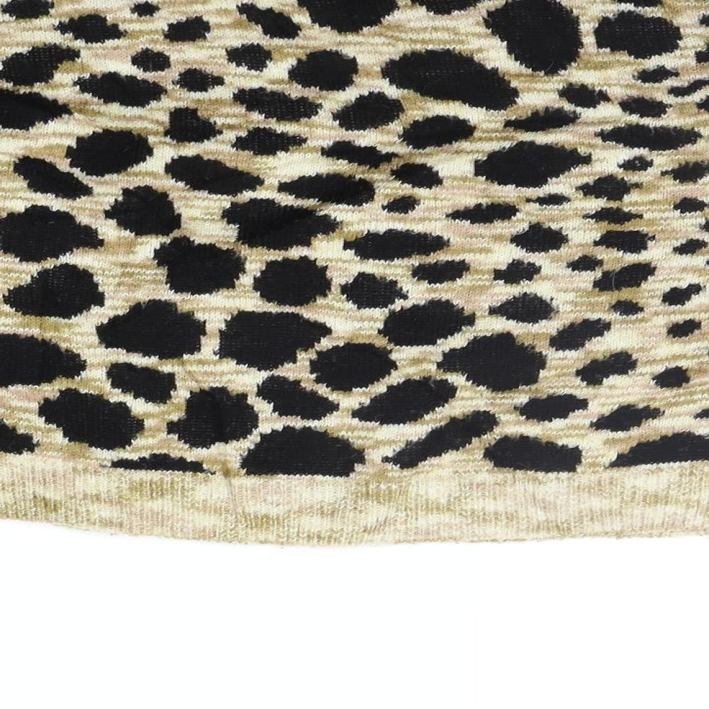 Topshop Womens Beige Animal Print Pullover Jumper Size 10