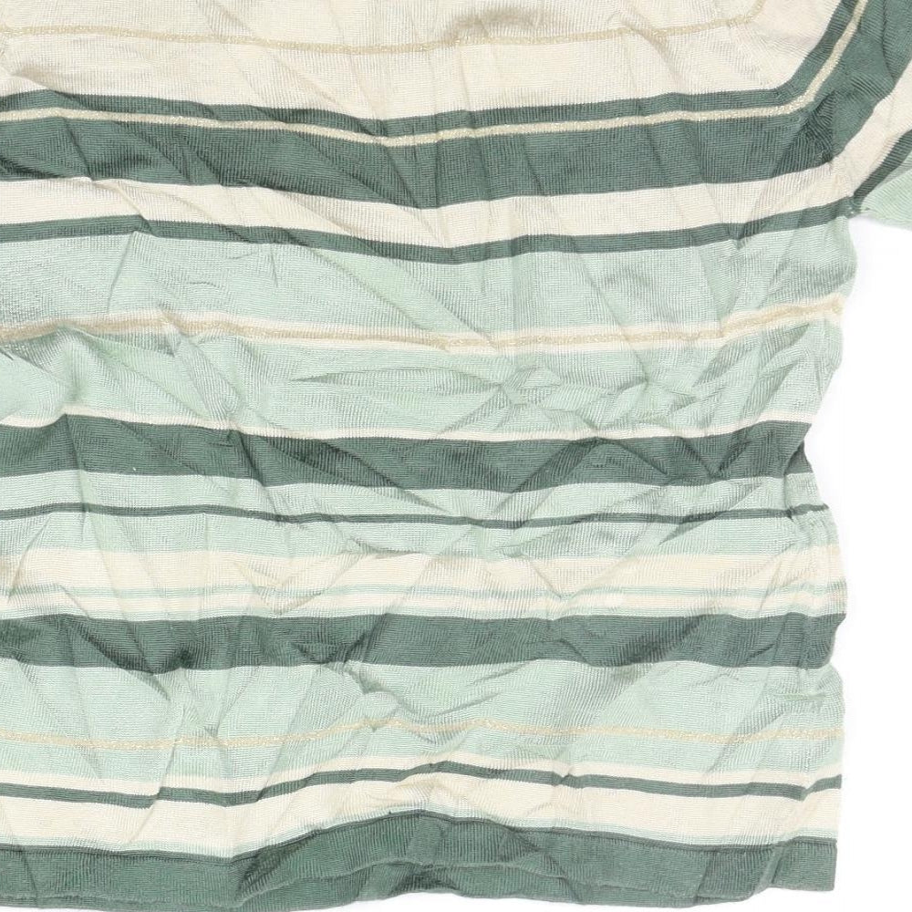 Marks & Spencer Womens Green Striped Pullover Jumper Size 14